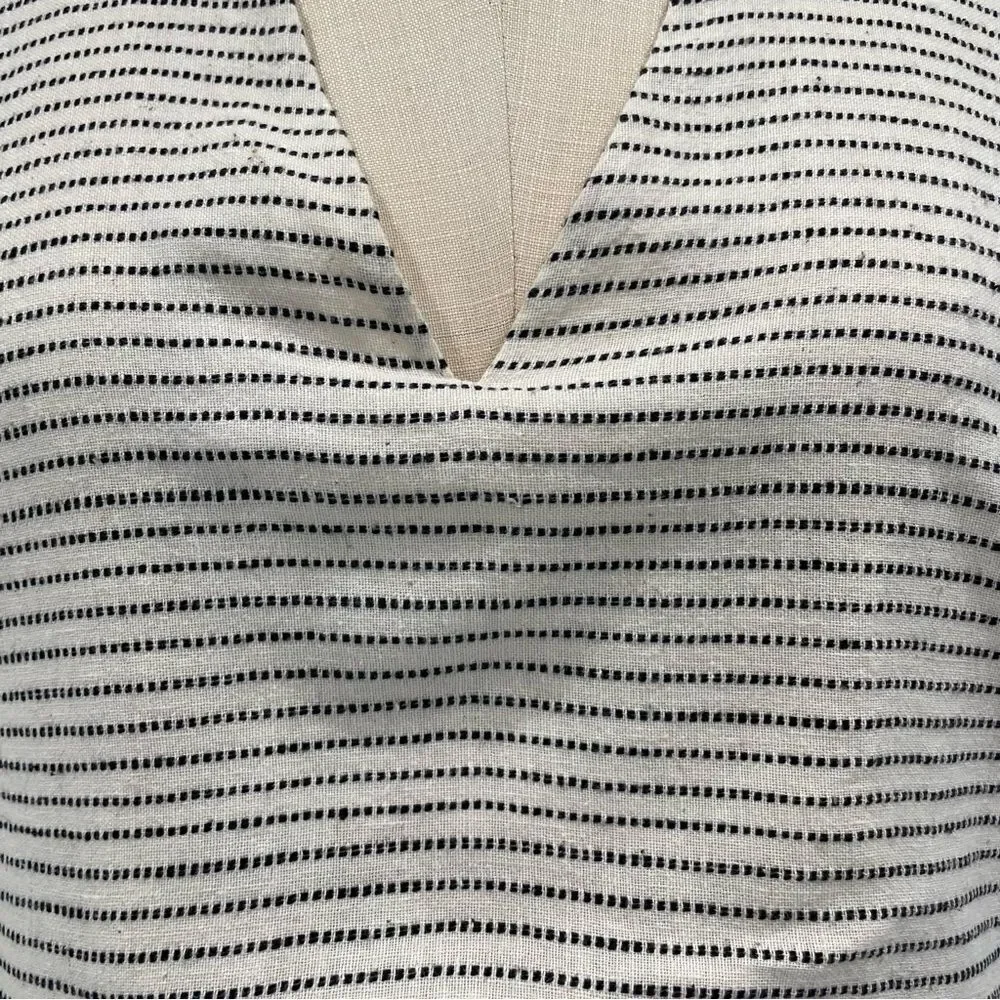 Mirth Biarritz 100% Cotton Ivory/Black Striped Dress Sz-L